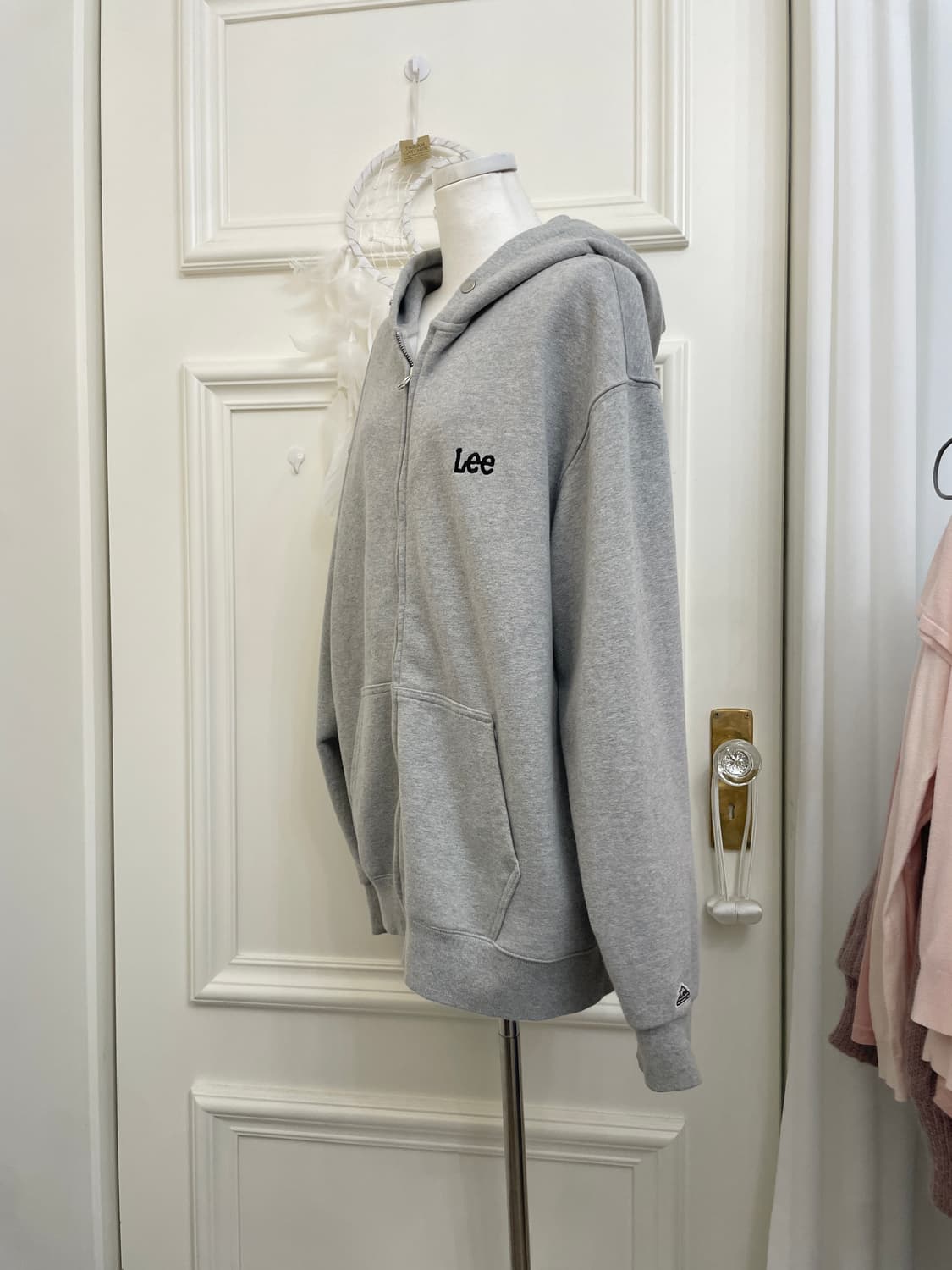 LEE gray basic long over hoode-zip 상품이미지2
