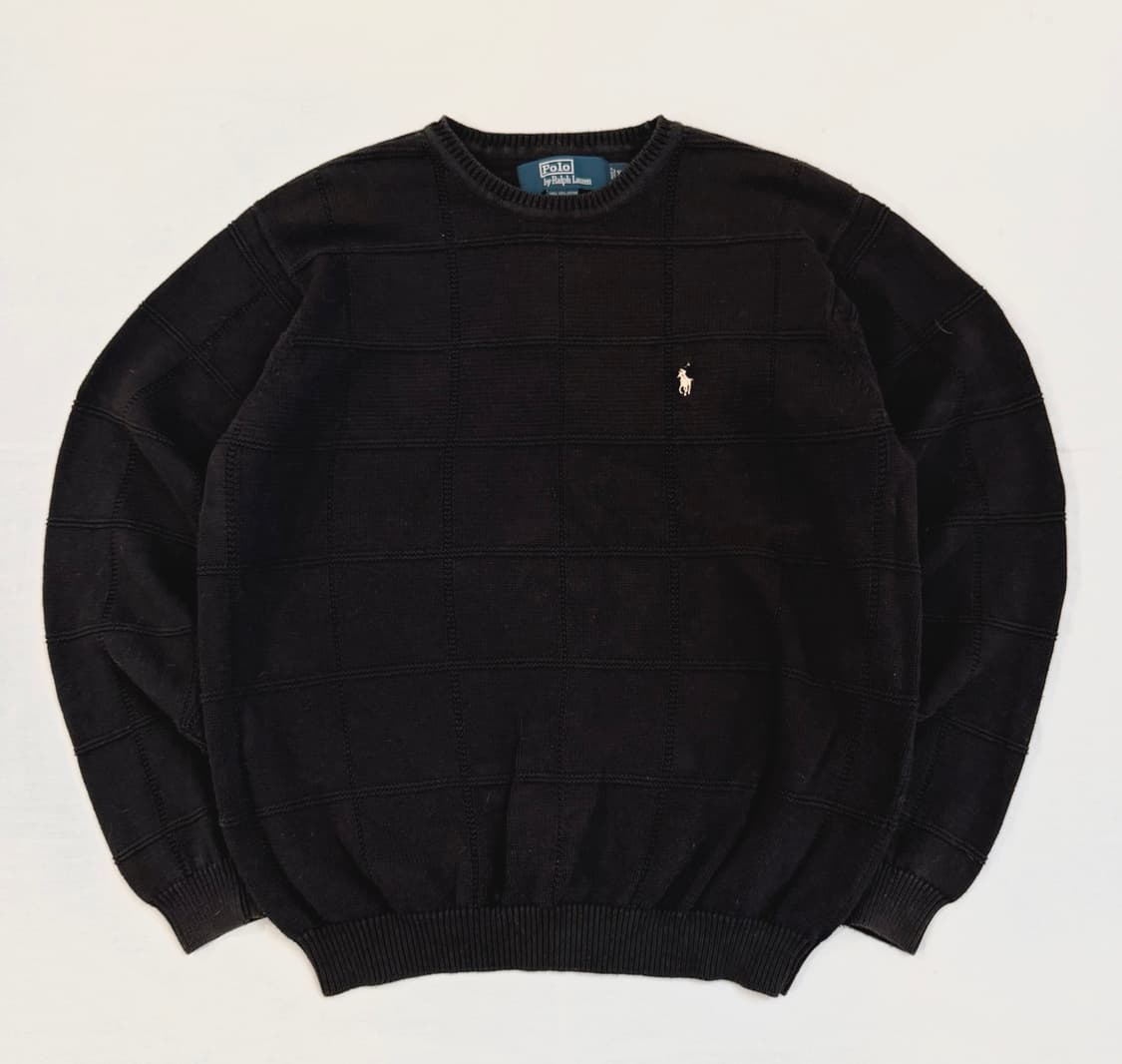 폴로 랄프로렌 스퀘어 짜임 케이블 니트 블랙 상품이미지1