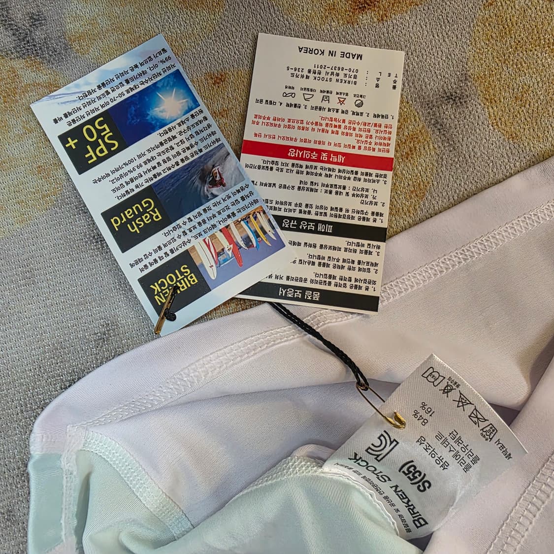 새상품택O 버켄스탁 정품 래쉬가드 S (화이트/민트 SPF50+ 등 기능 상품이미지5