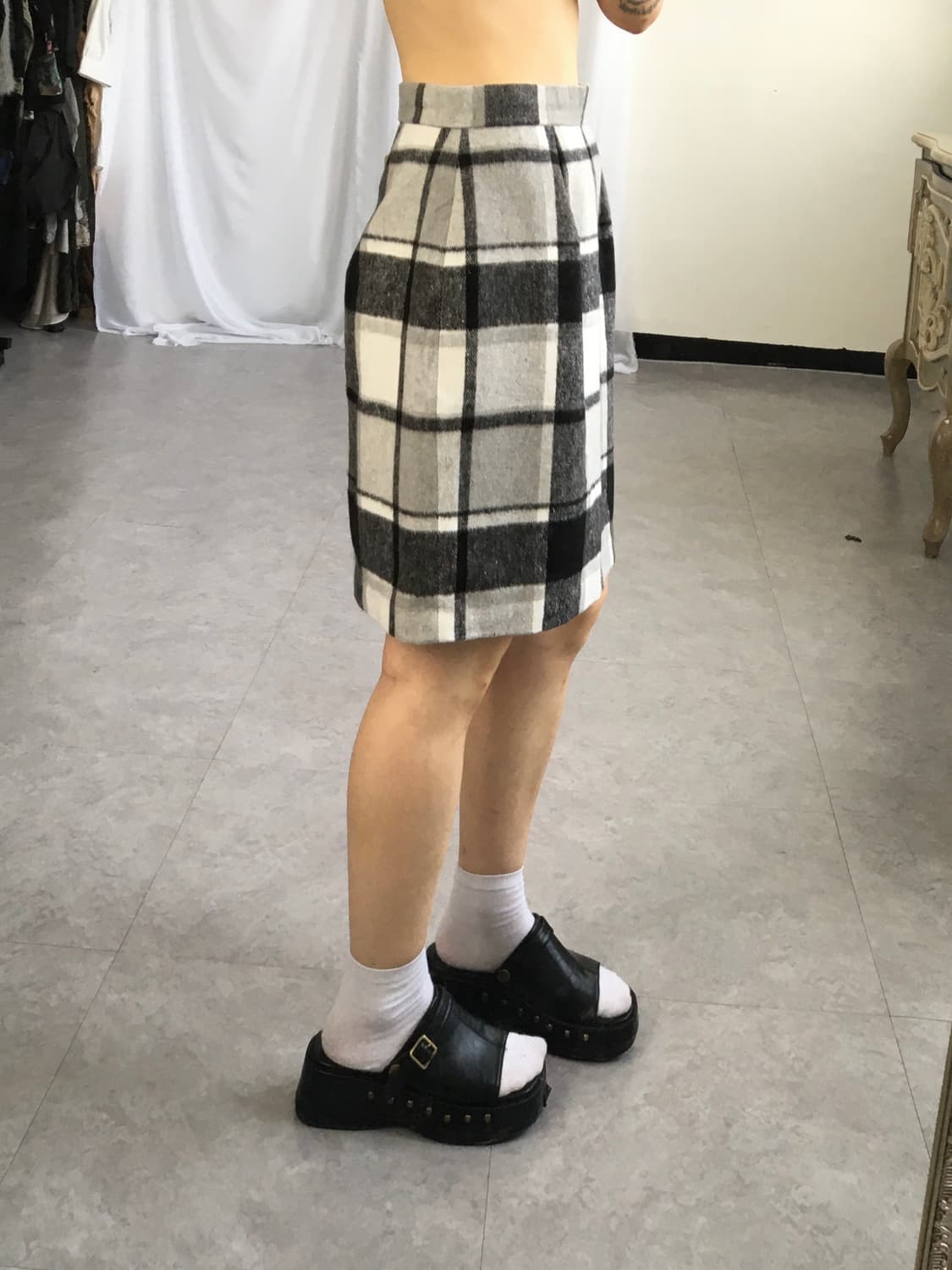 Woolen check pattern skirt 상품이미지5