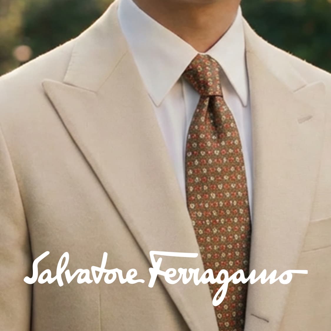 살바토레 페라가모 브라운 화분 패턴 넥타이 9.5cm A등급 E890 상품이미지1