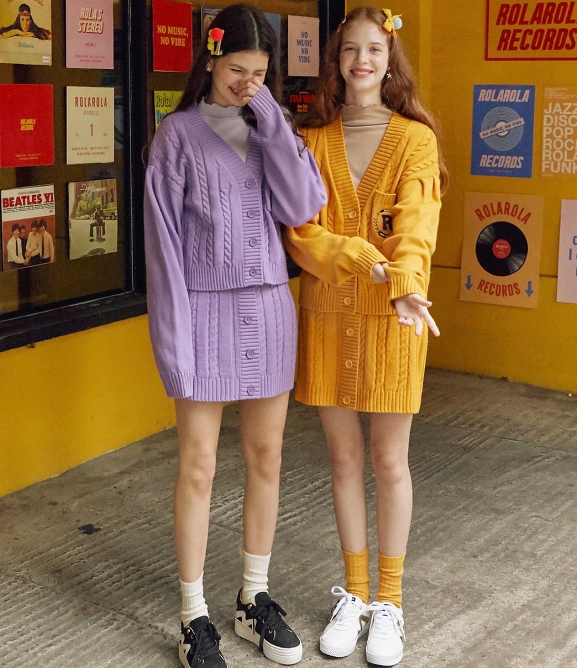 로라로라 니트 가디건,스커트 라벤더 상품이미지4