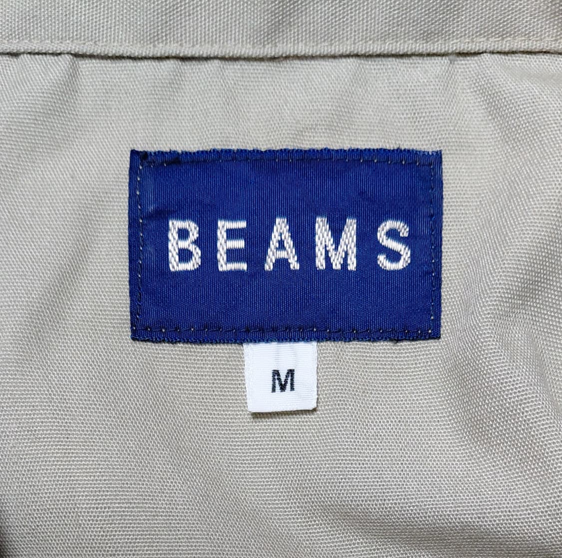 [M] BEAMS 빔즈 오리지널 헨리넥 반팔 셔츠 카키 베이지 상품이미지6