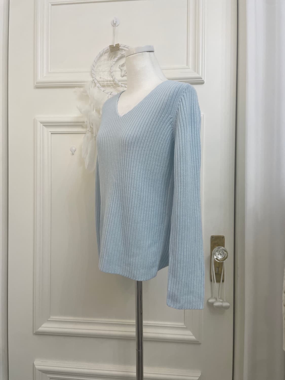 ice-blue basic rib knit top(size-M) 상품이미지2