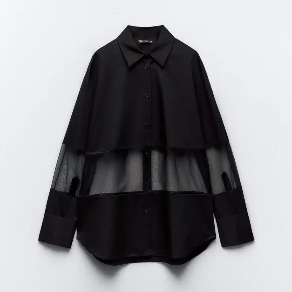 자라 오간자 콤비 오버사이즈 셔츠 (사이즈 XS / 크게 나옴!!) 상품이미지1