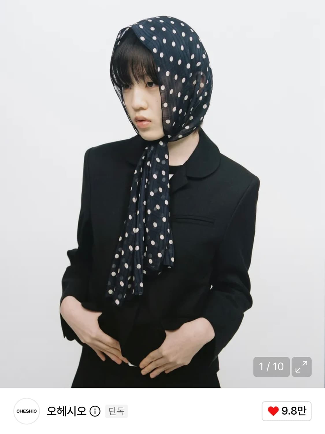 오헤시오 ) DOT SHEER PATTERN SCARF, NAVY 상품이미지1