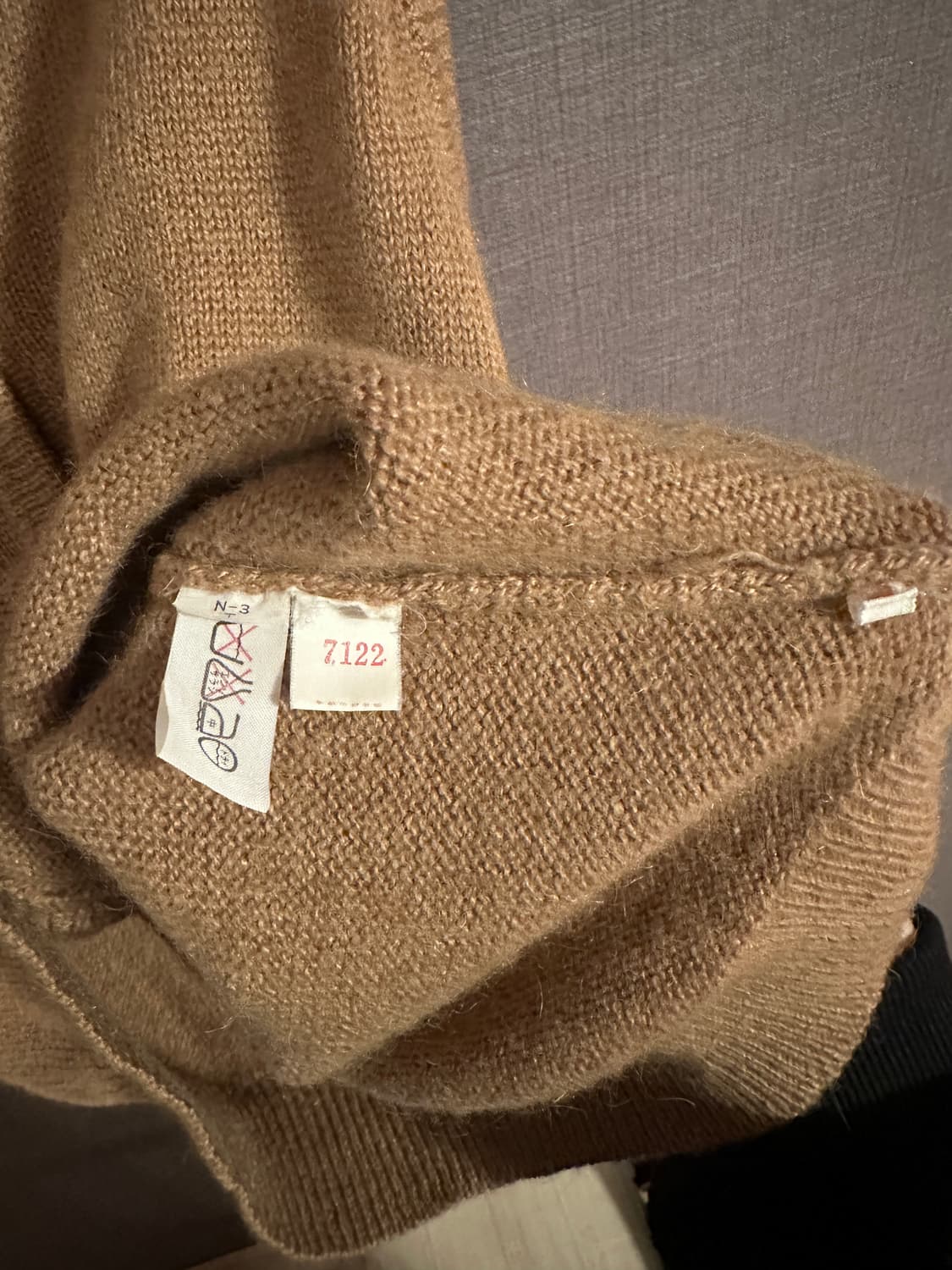 카멜 헤어 100% 브이넥 니트 조끼 베스트 상품이미지5