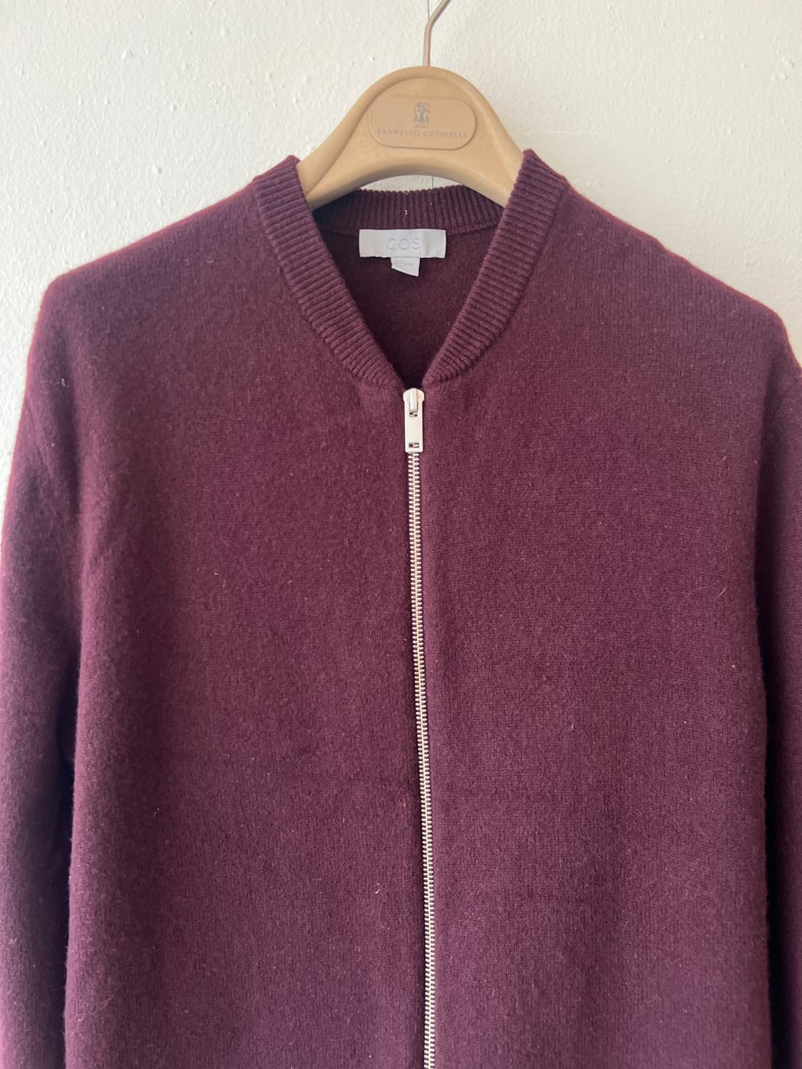 코스 COS 남성 버건디와인 니트집업점퍼 울가디건 상품이미지1