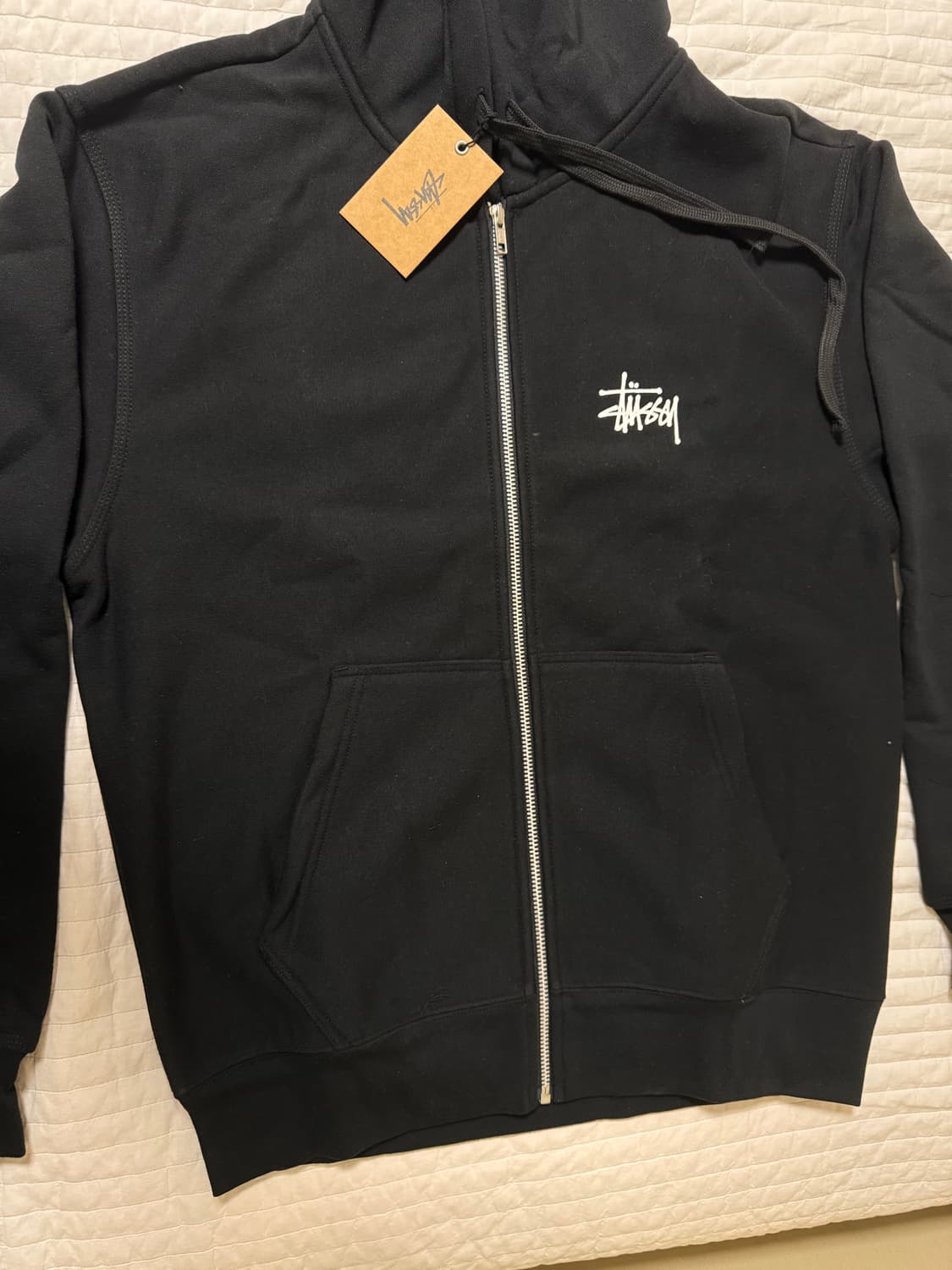 (새상품)스투시 베이직 후드집업 블랙 M 상품이미지4