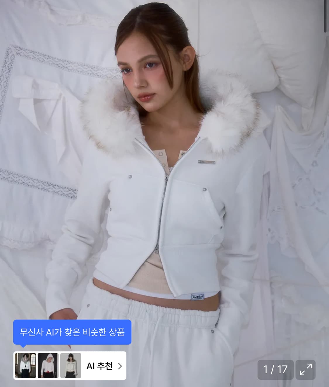 로제프란츠 Fur Slim Rivet Hood Zip-up [Ivory] 상품이미지1