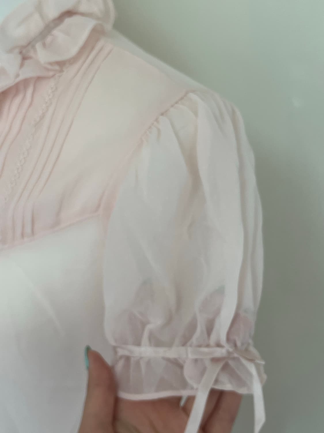 핑크 히메 리즈리사깔 블라우스 상품이미지4