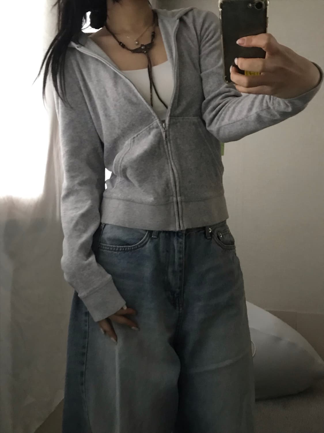 쥬씨꾸뛰르 그레이 벨벳 후드집업 상품이미지3