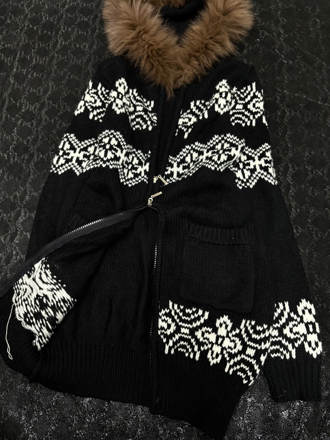 “Vintage”00’s Brown Fur Black Knit 2-way 상품이미지7