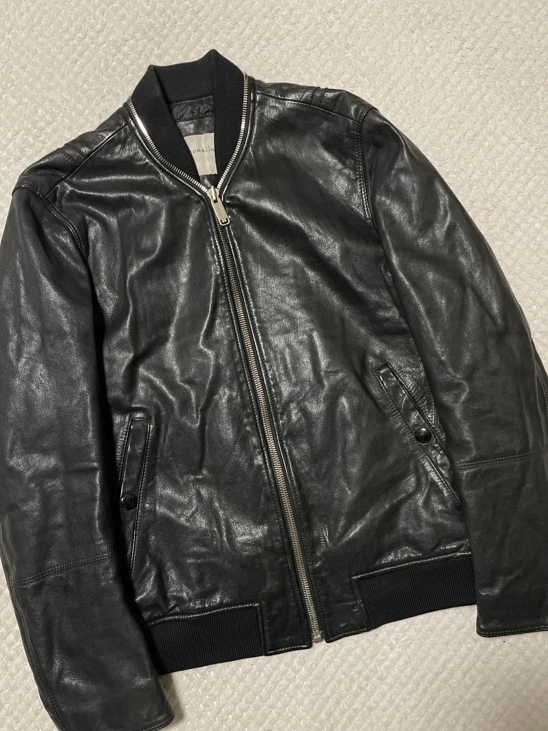 커스텀 멜로우 웨스턴 무드 염소가죽 절개 레더 블루종 자켓 상품이미지7