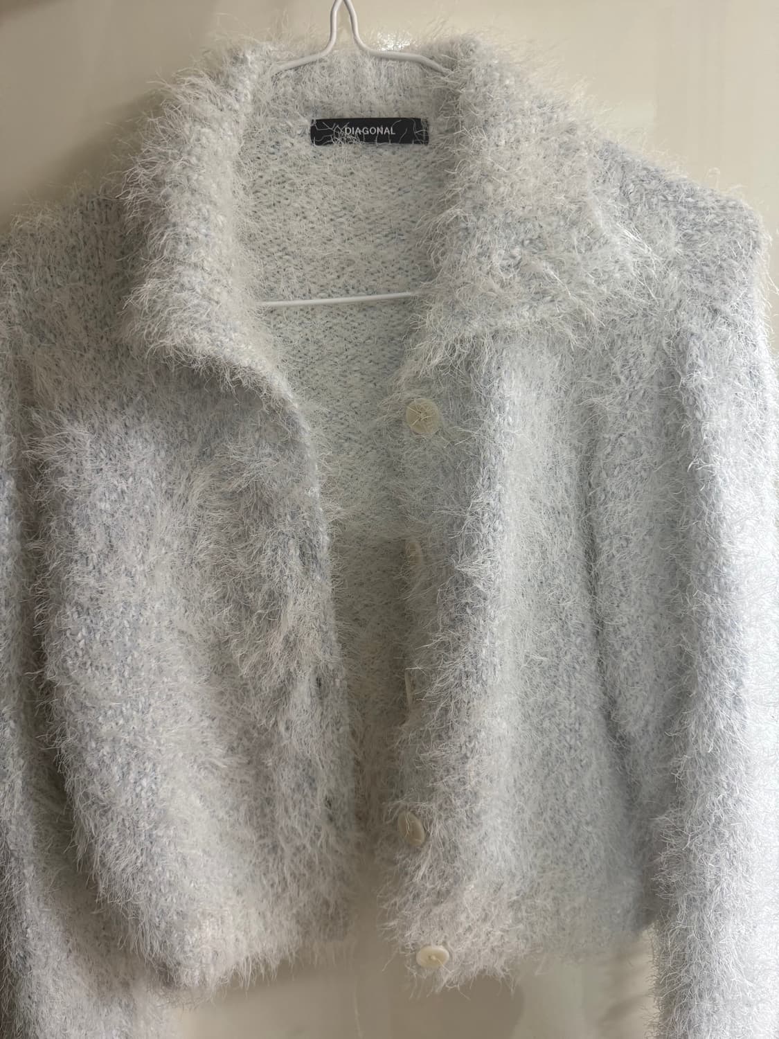 다이애그널 Fuzzy Mixed Knit Cardigan blue 상품이미지4