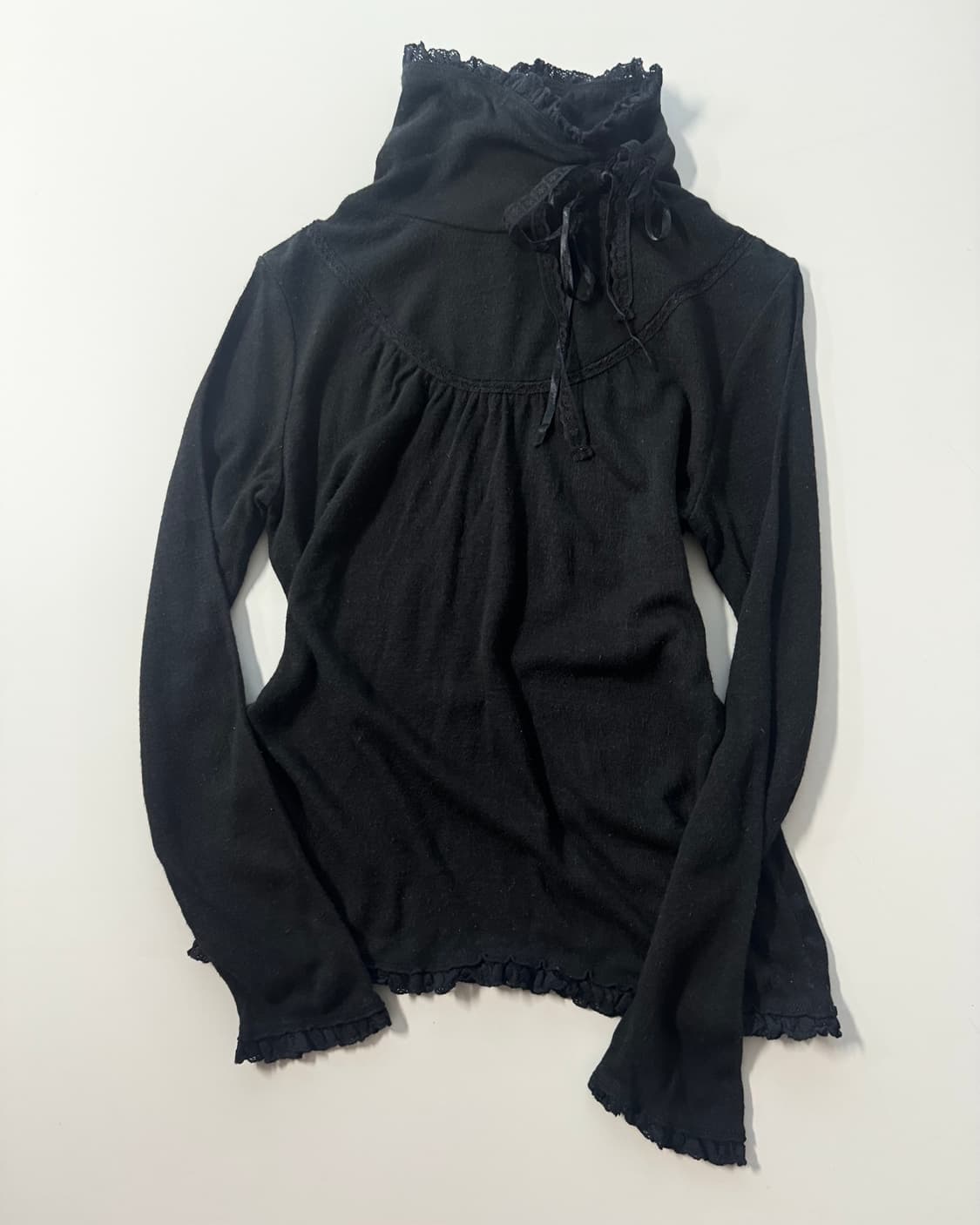 셔링 레이스 타이 폴라넥 티 상품이미지3