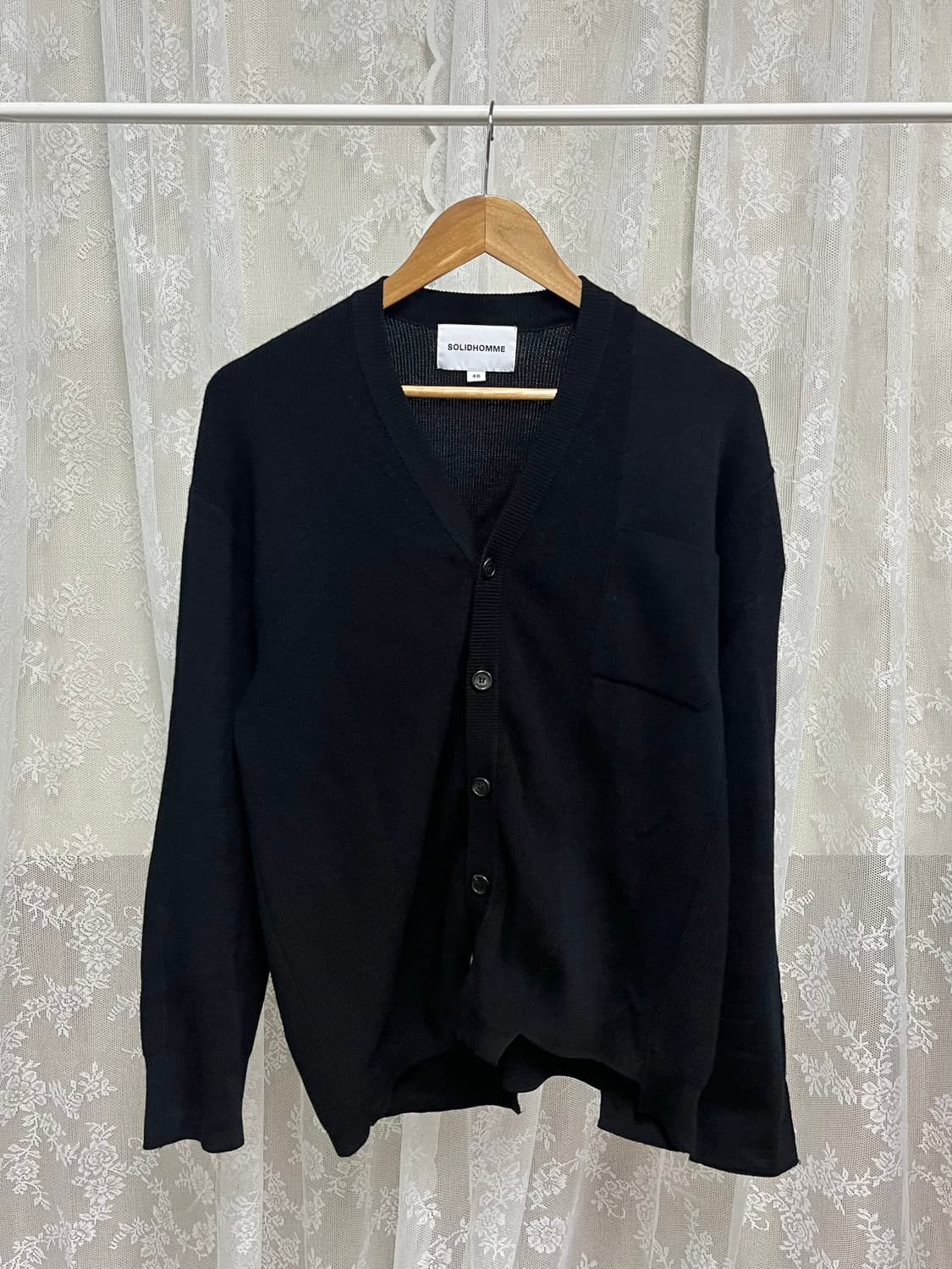 46) 솔리드옴므 19ss 울 브이넥 가디건 블랙 상품이미지1