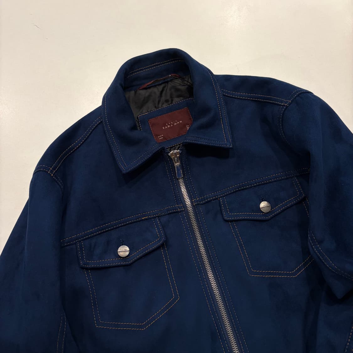 [L] 자라 스웨이드 트러커 자켓 블루 D378 상품이미지3