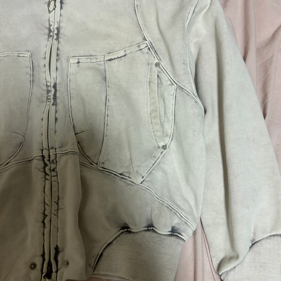 미스치프 빅포켓 후드 블리치드 핑크 그레이 M 상품이미지7