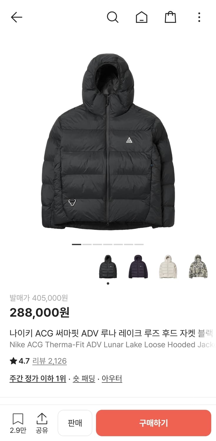 나이키acg루나레이크 패딩 L 상품이미지2