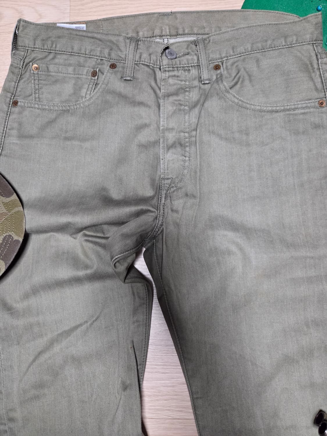 (2~3번 착)LEVIS 501 연카키 올리브 데님 청바지 진 리바이스  상품이미지5