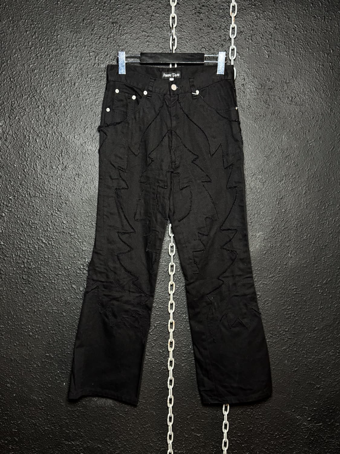 Black Stitch Pattern Denim Pants 상품이미지1
