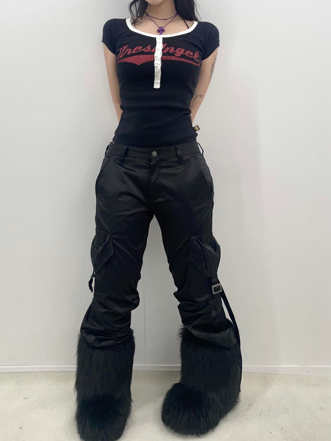 satin cargo strap pants 상품이미지1