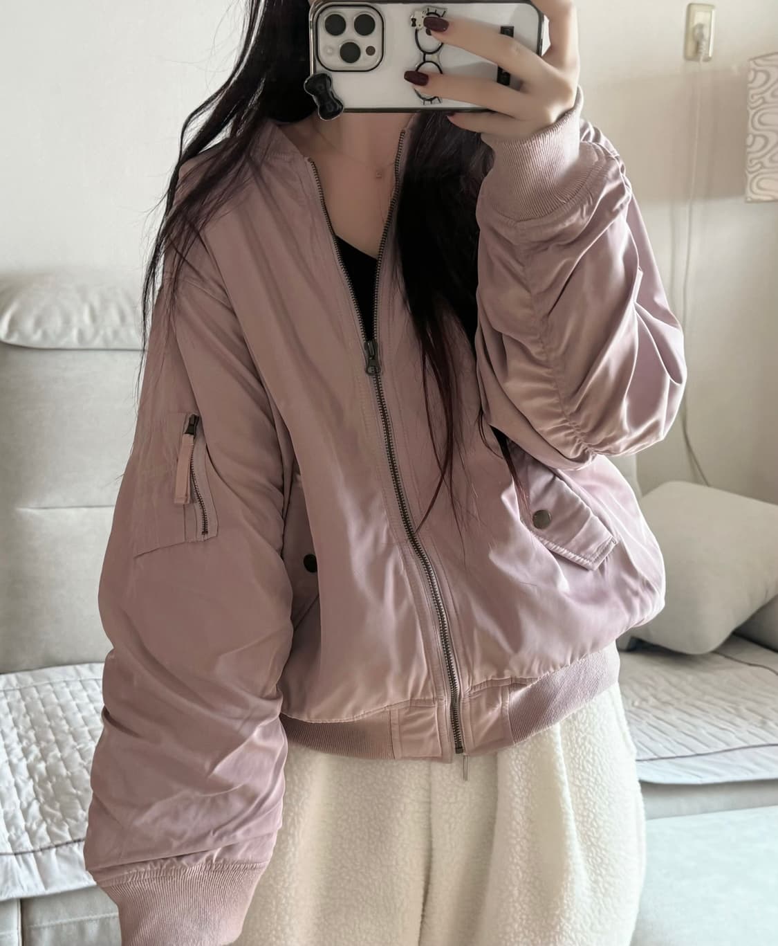 Japanese vintage COLZA 라벤더 핑크 항공점퍼 상품이미지1