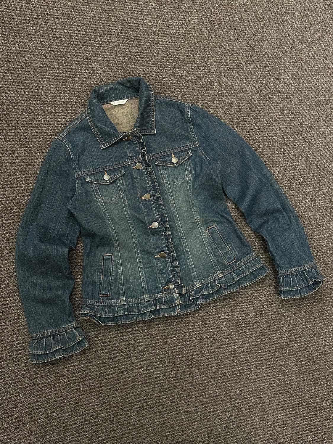 M)재패니즈 빈티지 여성 프릴 디테일 중청 데님자켓 상품이미지1