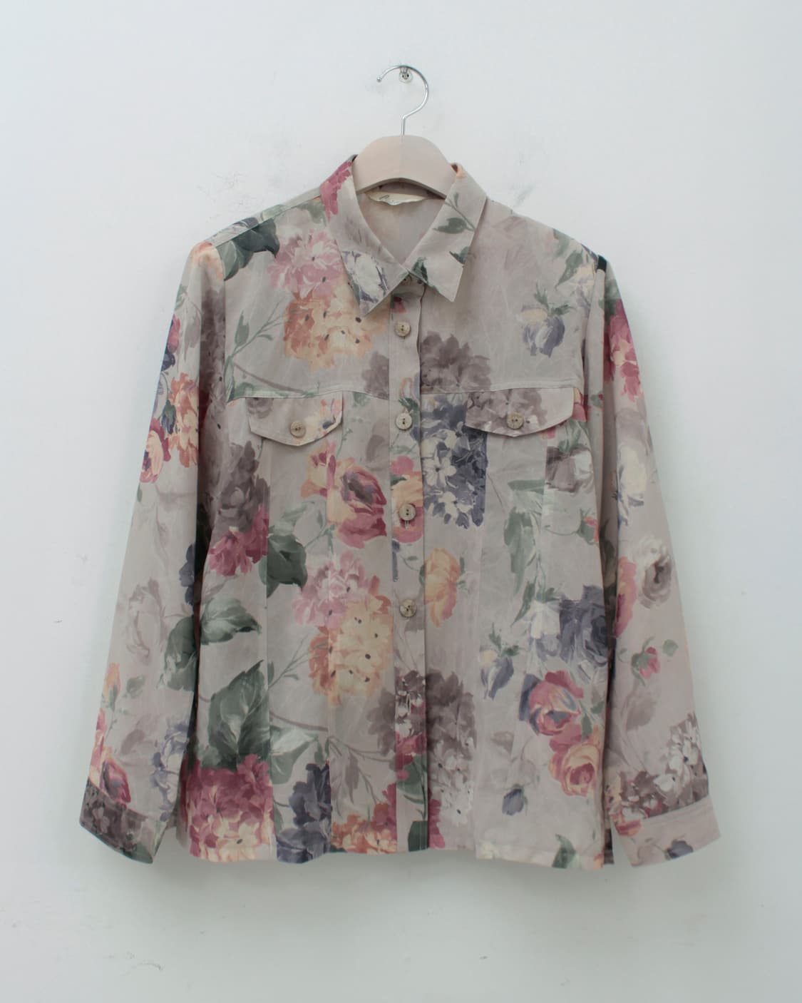 일본 빈티지 플라워 시스루 여름 블라우스 셔츠 상품이미지5