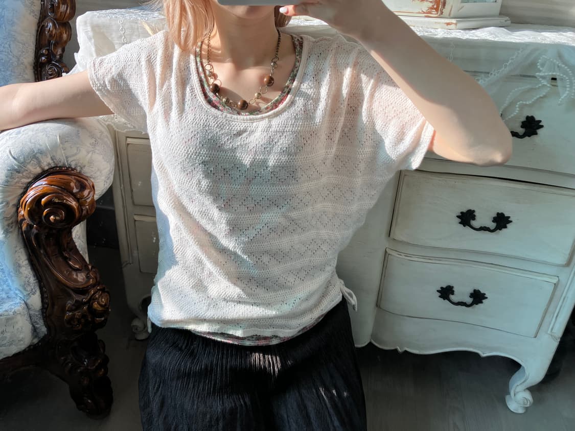 빈티지 하구미 레이어드 블라우스 상품이미지4