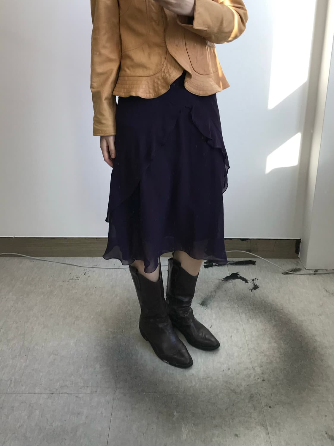 빈티지 퍼플 드레이프 스커트 상품이미지1