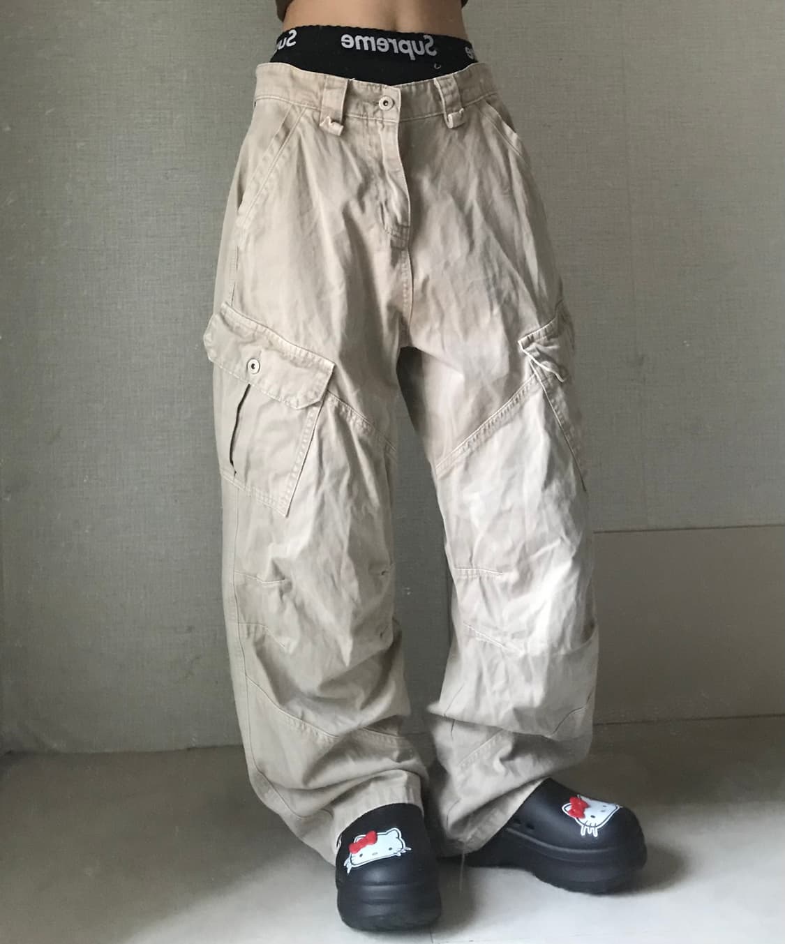 베이지 와이드핏 카고팬츠 상품이미지4