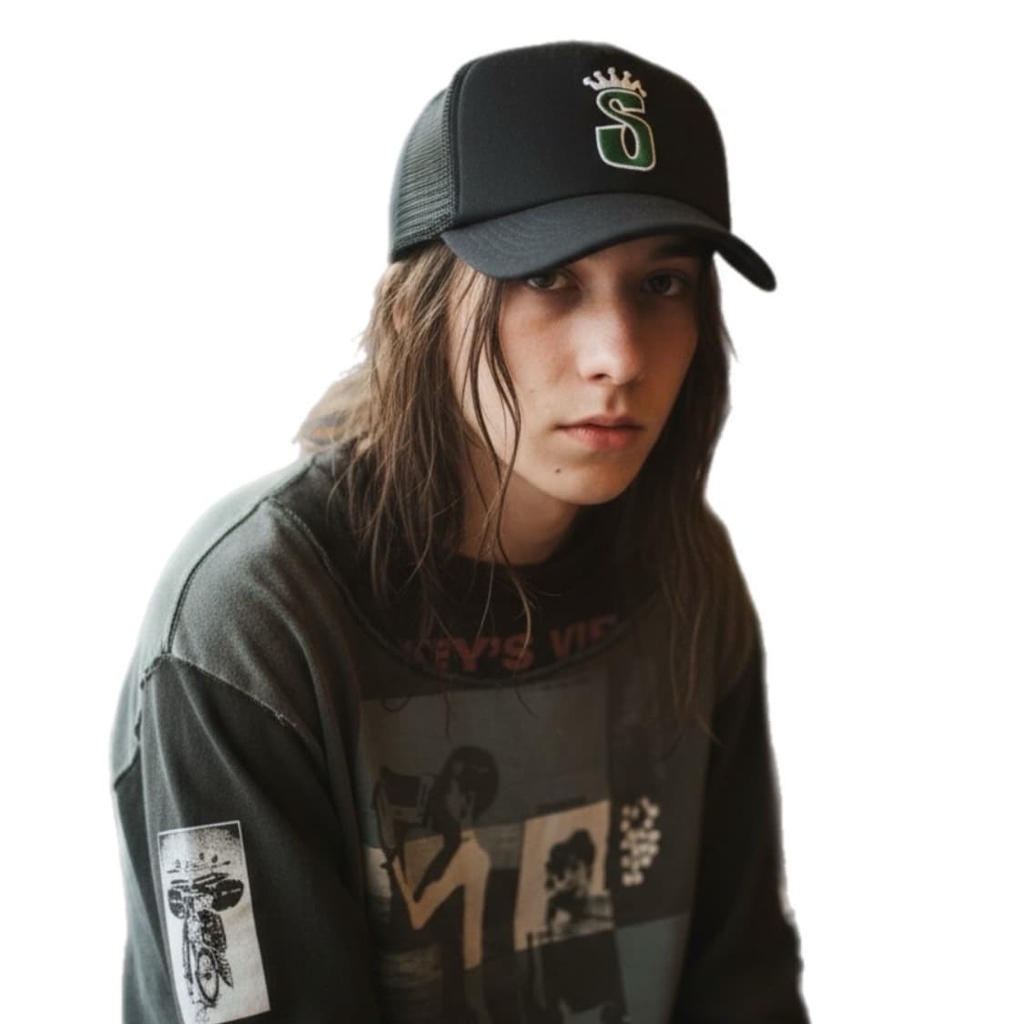 스투시 S 크라운 로고 트러커 매쉬캡 상품이미지1