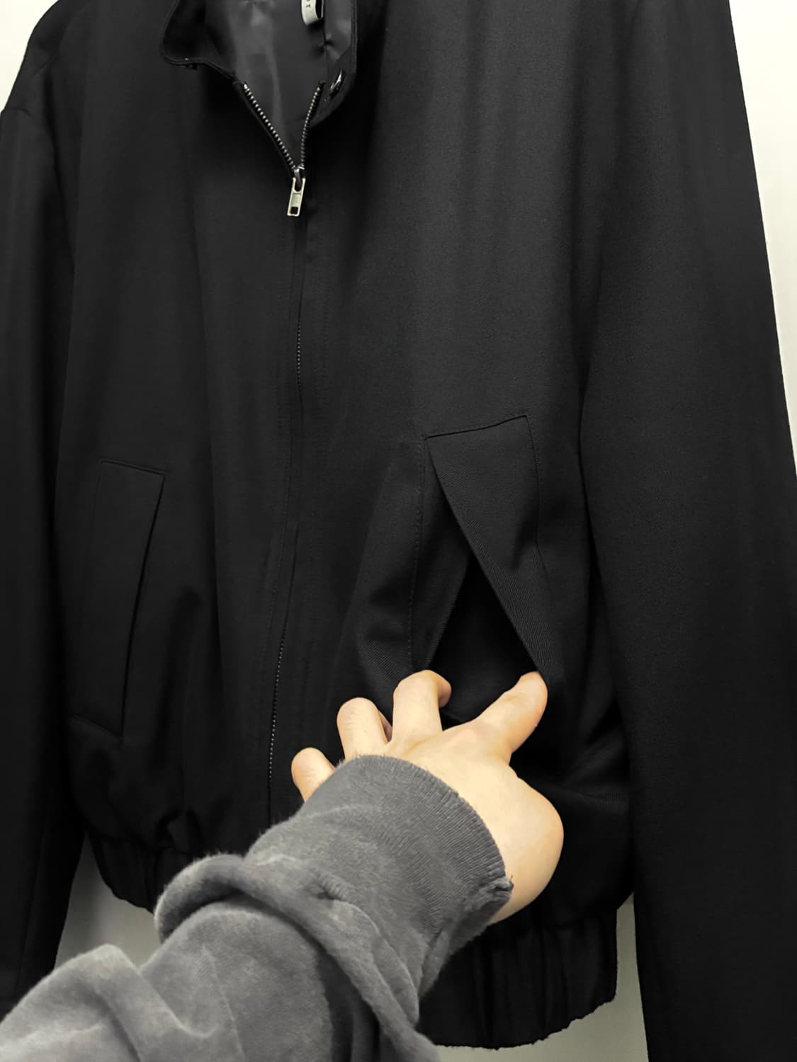 (50/105)noirer 노이어 투웨이 오버핏 울 해링턴자켓 블랙 상품이미지4