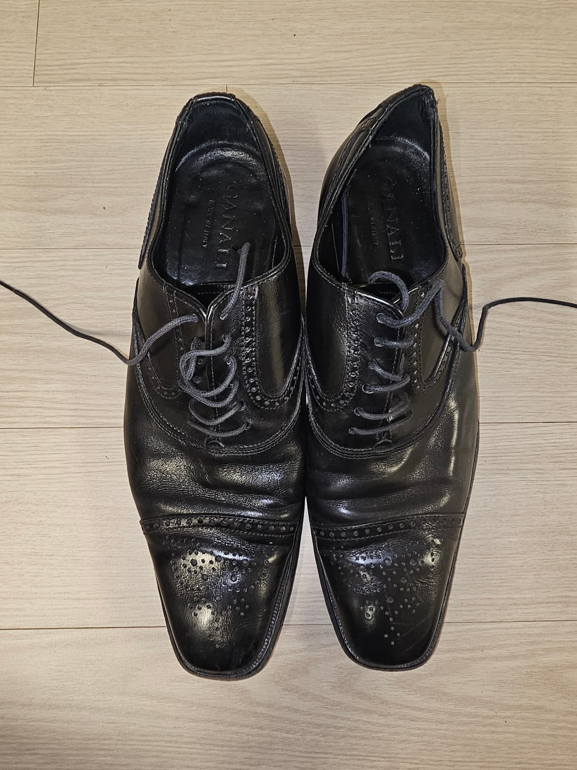 카날리 canali 블랙 남성용 가죽 정장 구두 상품이미지1