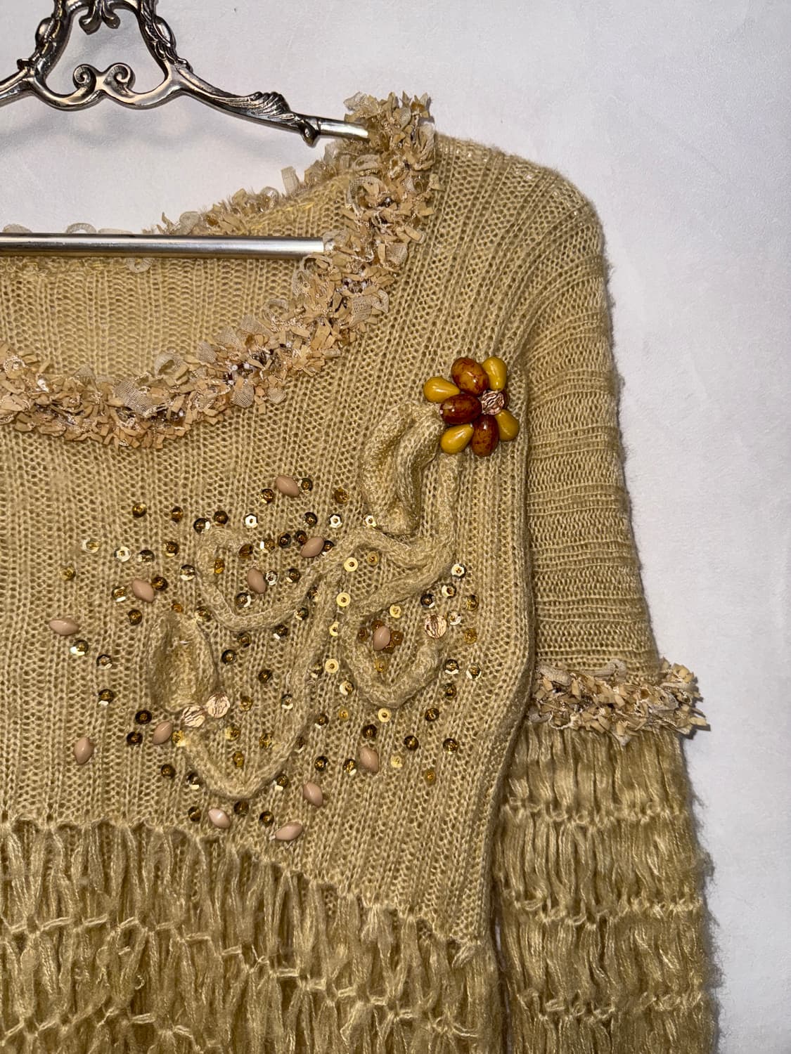 Beige grunge fairy beads detail knit 상품이미지6