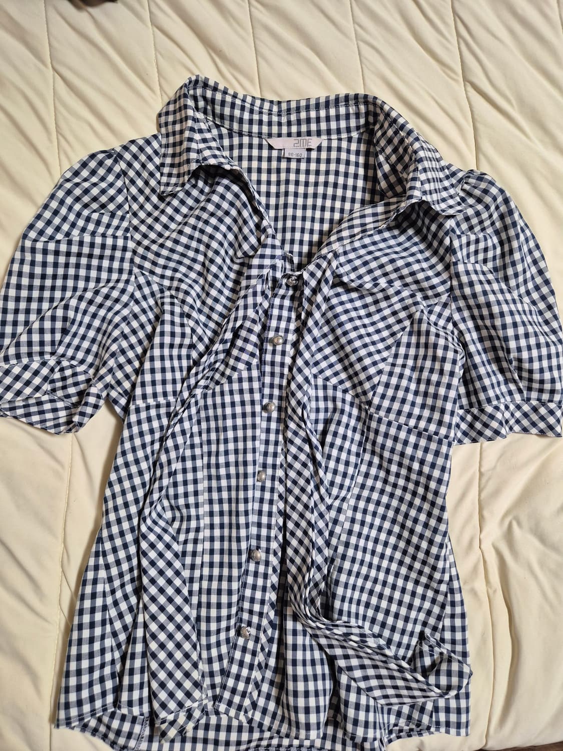 니혼진 긱시크 하구미 블루체크 블라우스 상품이미지3