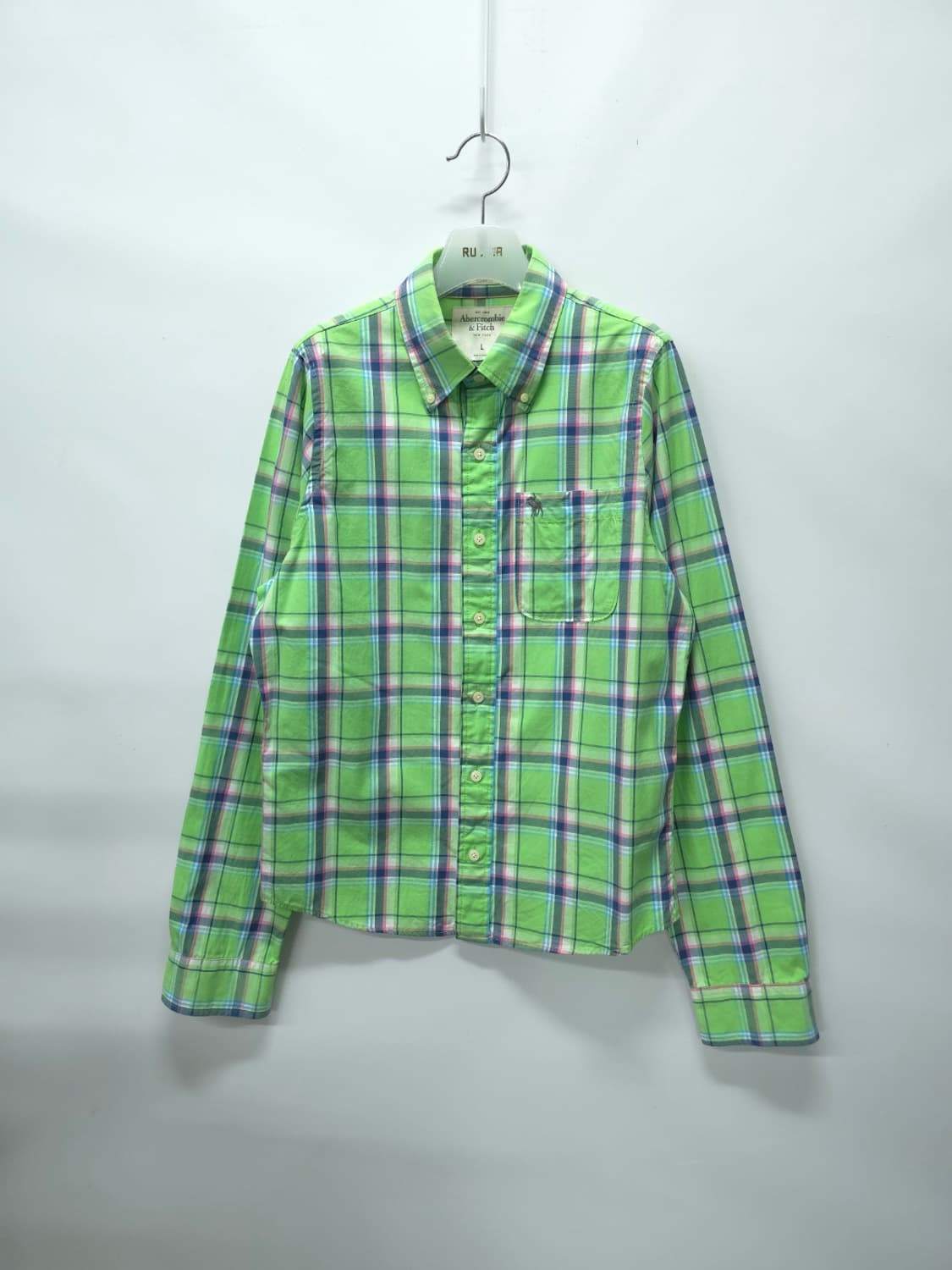 아베크롬비 네온 그린체크 셔츠 ( 95~100 ) 상품이미지1