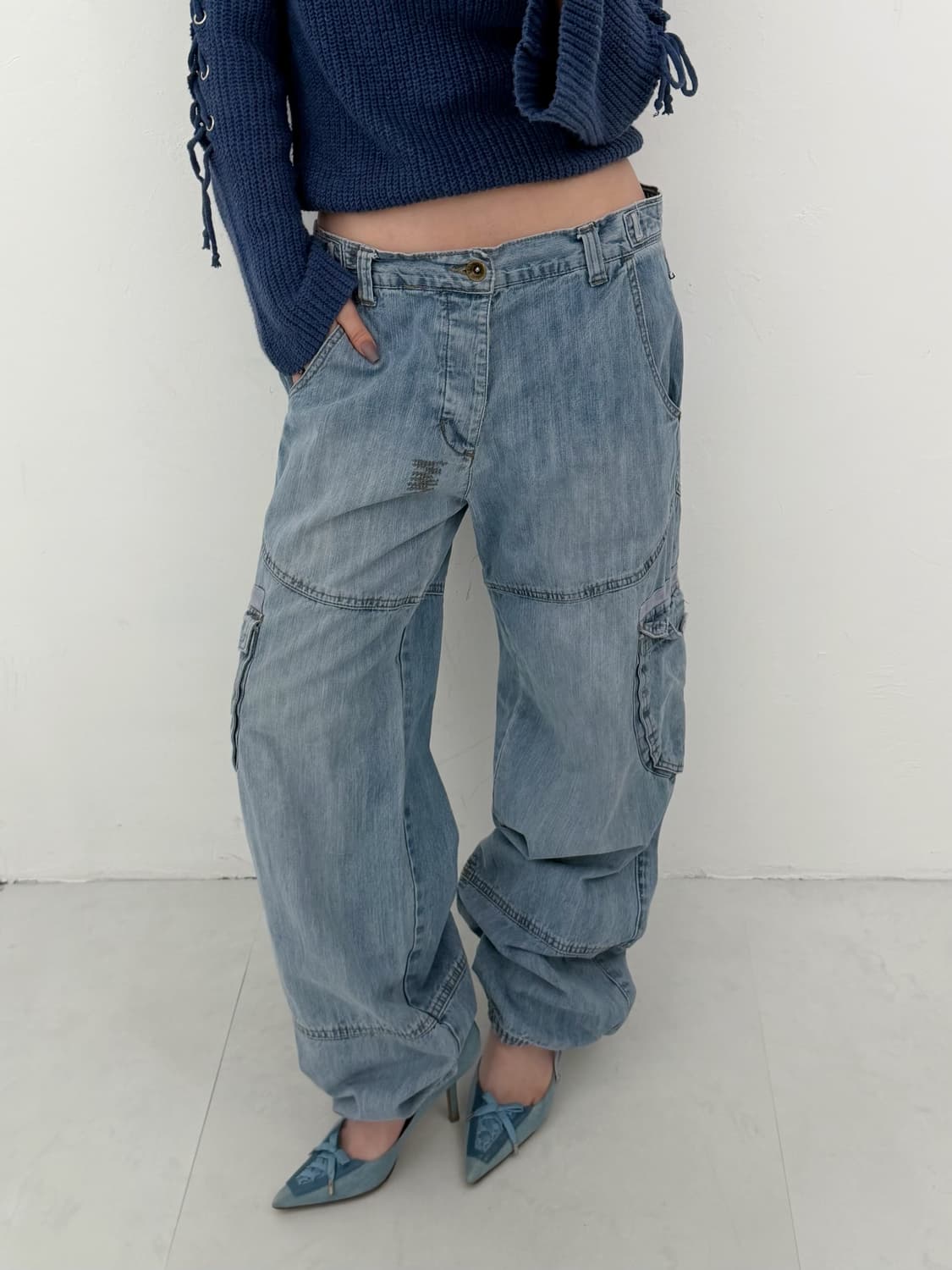 라이트 데님 카고 팬츠 상품이미지2