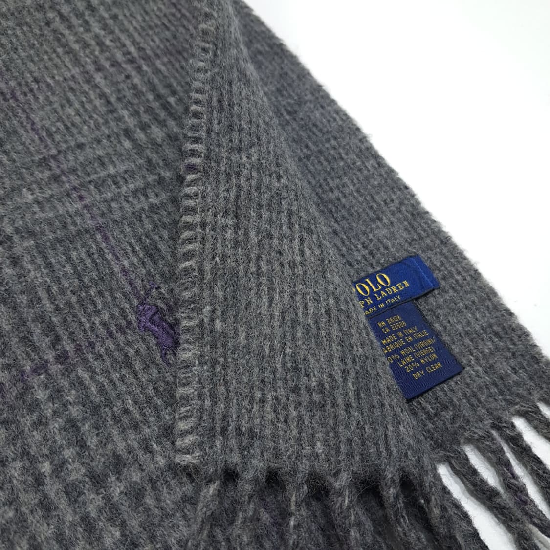 MX407 폴로 이태리판 버진울 글렌체크 퍼플포니 머플러 목도리 상품이미지6