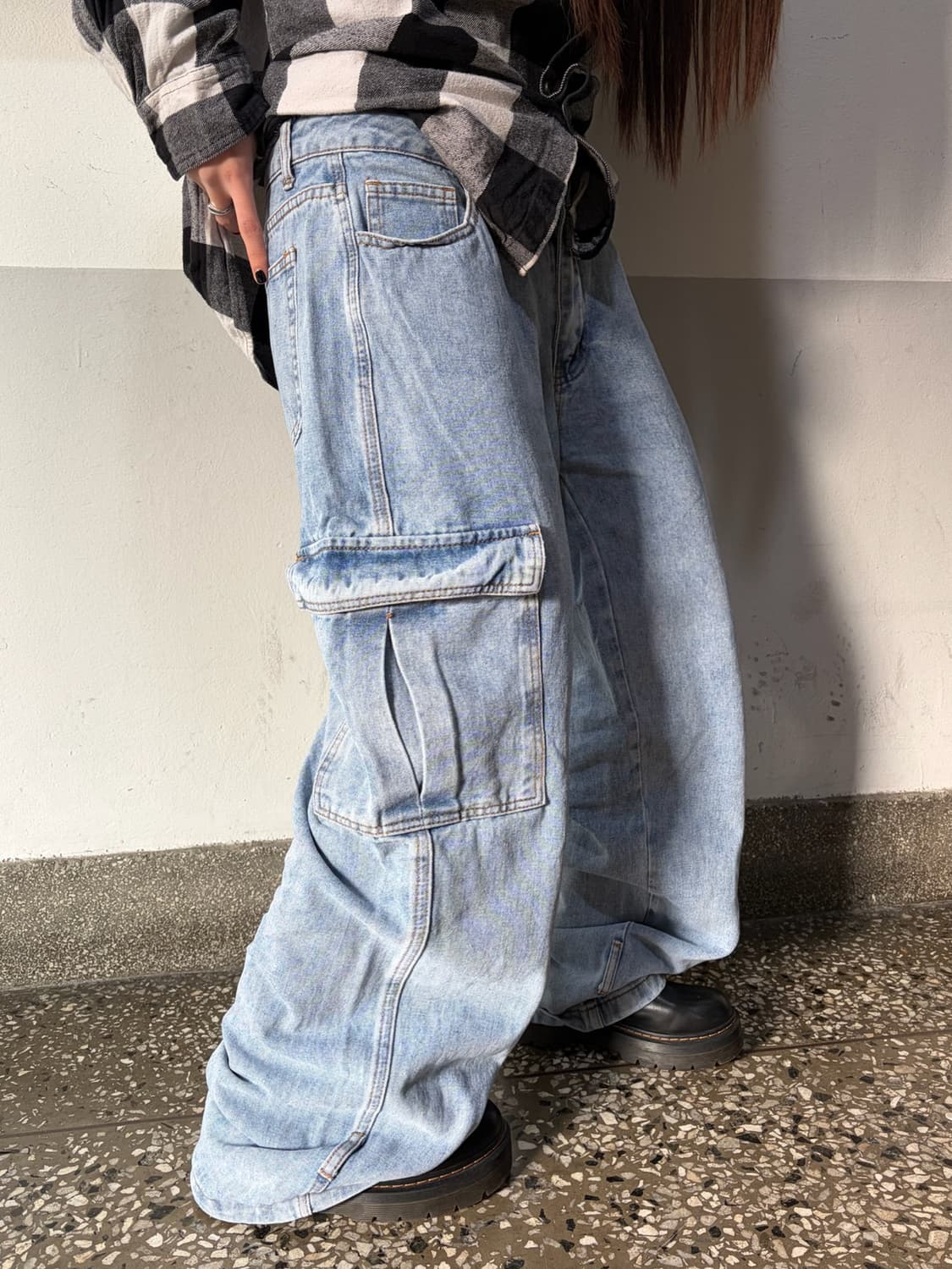 90s 올드스쿨 데님카고 팬츠 상품이미지2