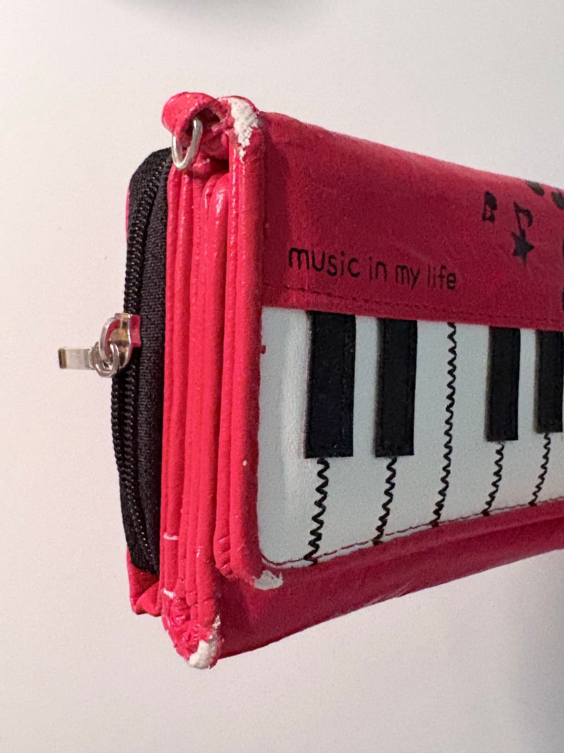 music in my life 피아노 고전문구 반지갑 레드 상품이미지5
