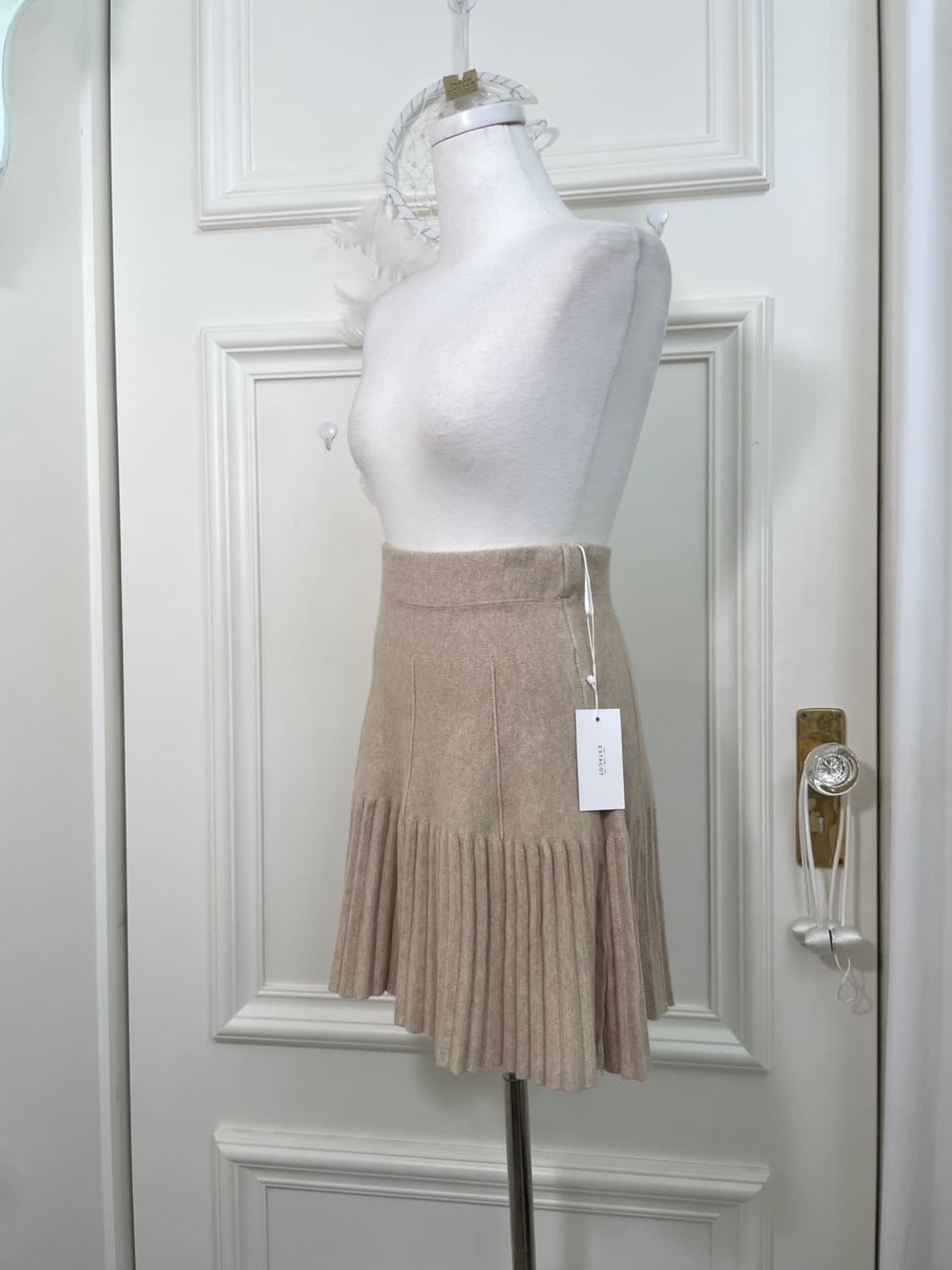 beige pleats point basic mini banding sk 상품이미지2