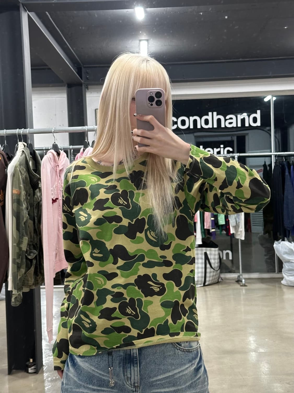 베이프 ABC 그린 카모 긴팔 롱슬리브  상품이미지1