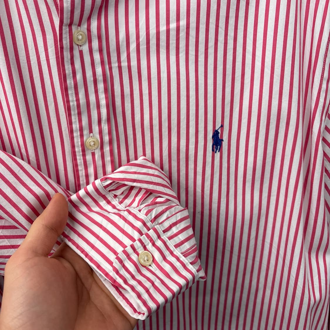 신형라벨 폴로 랄프로렌 클래식 스트라이프 버튼다운셔츠 핑크 N1161 상품이미지7