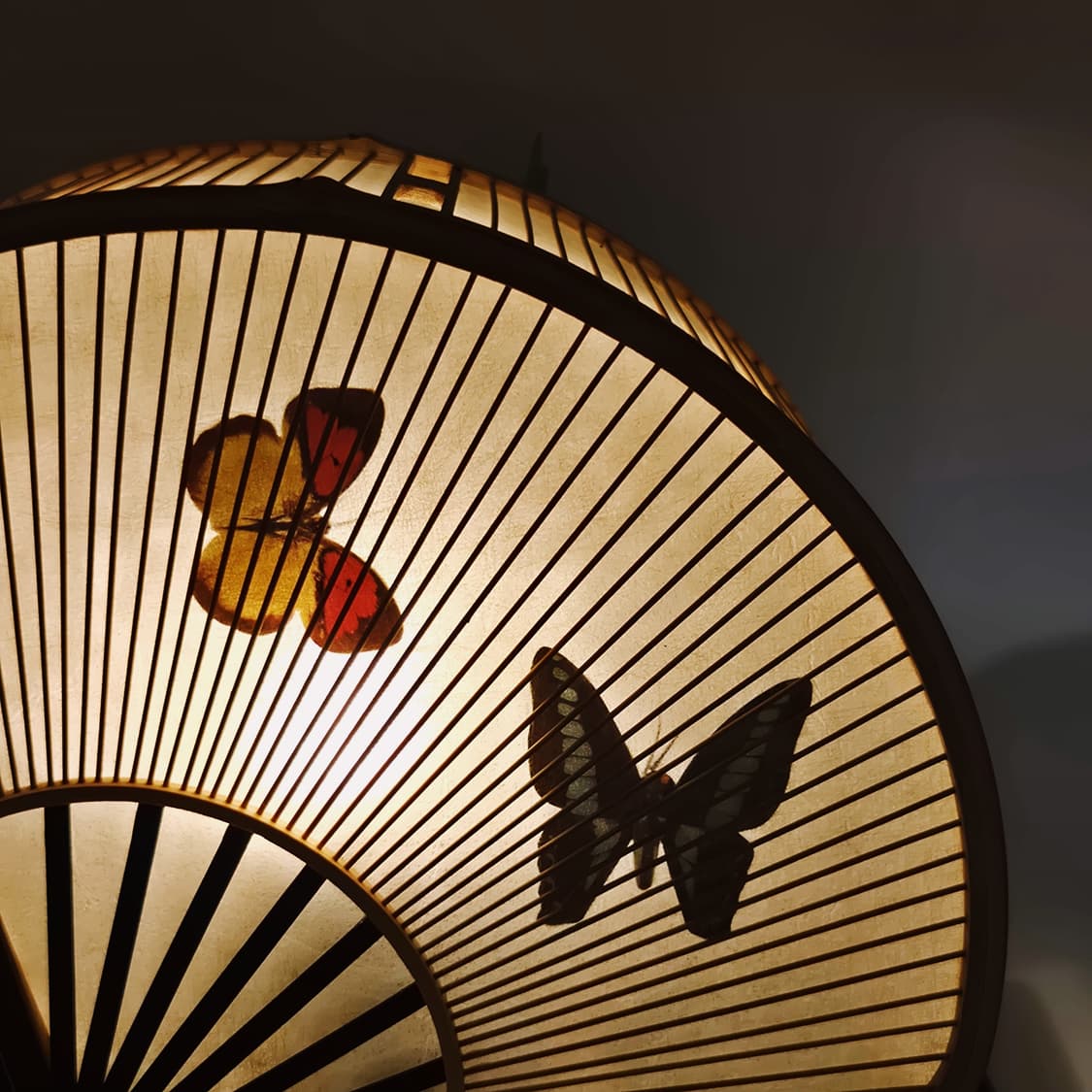90s 일본 미야비 안돈 대나무 나비 부채 램프 상품이미지6