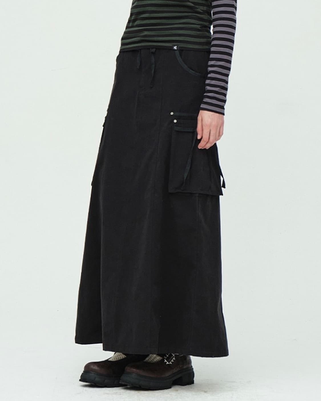 마지셔우드 스트링 카고 스커트 블랙 상품이미지2