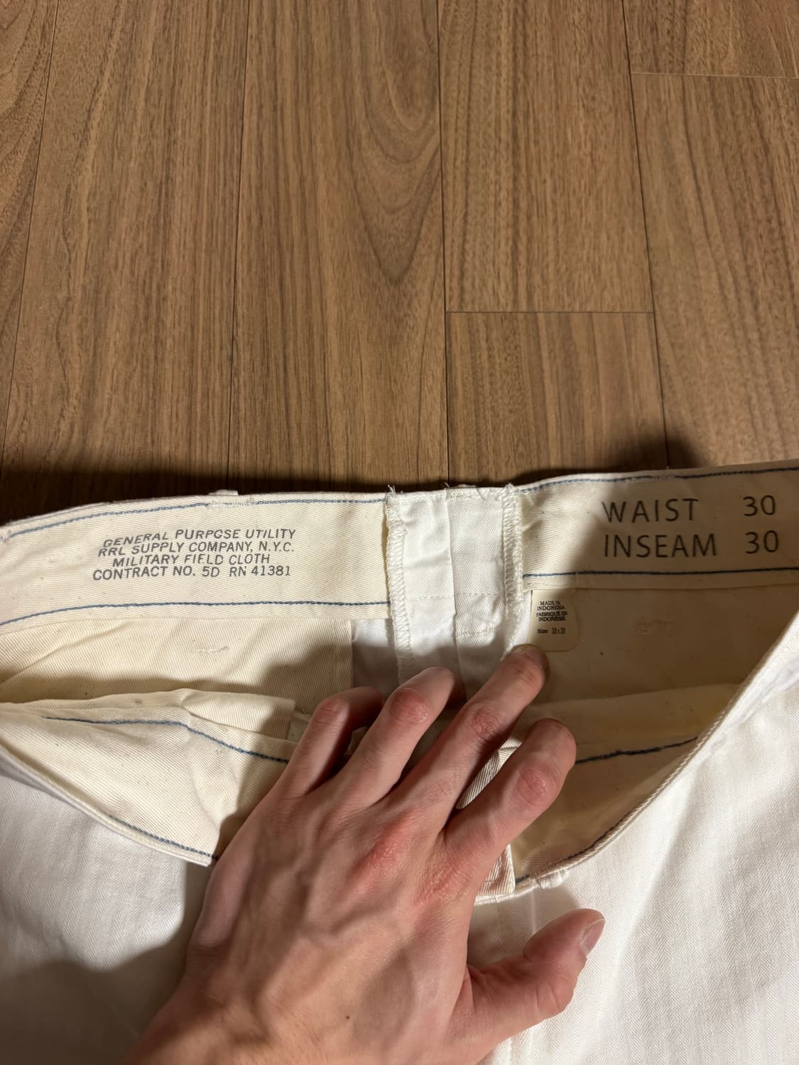 더블알엘(RRL) 헤링본 트윌 필드 팬츠 화이트 30/30 상품이미지3