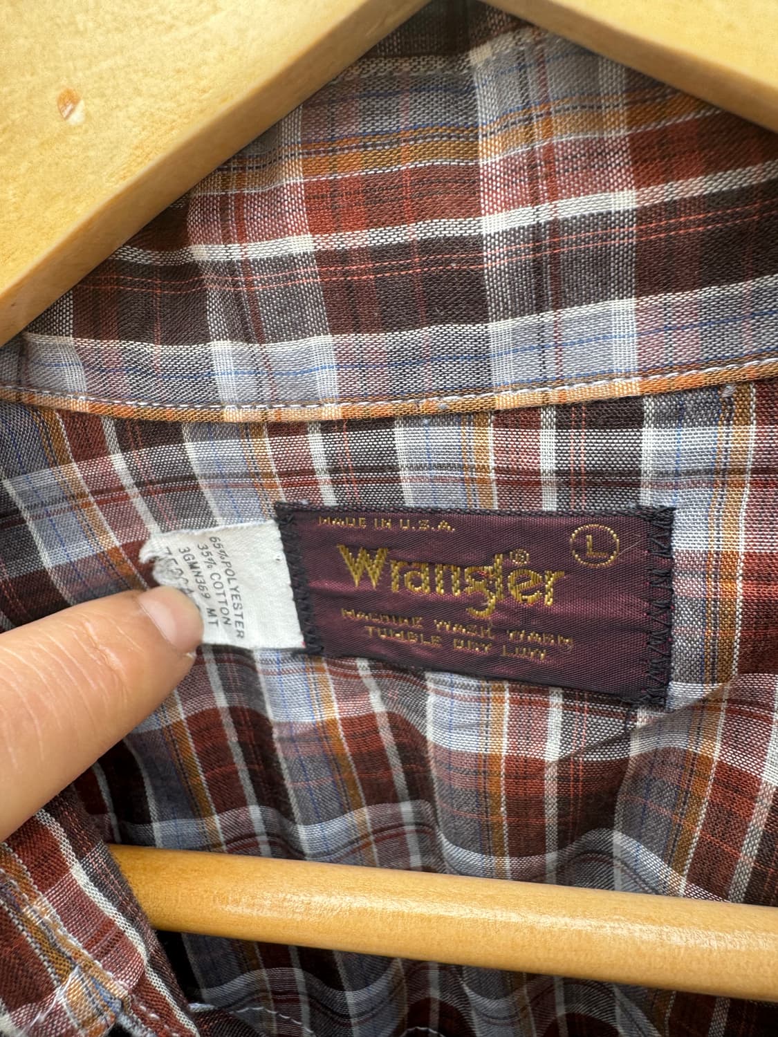 80s 랭글러 빈티지 체크 웨스턴 셔츠 L 상품이미지6